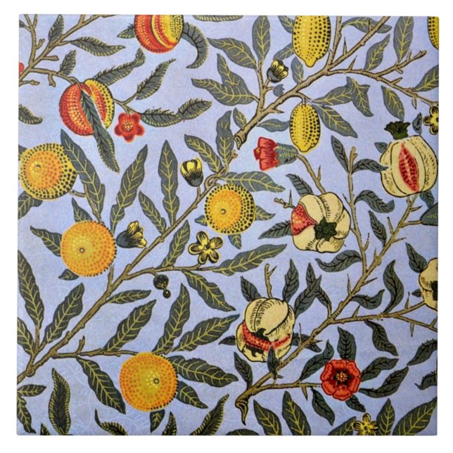 Azulejo De Cerâmica Fruta, um padrão de colheita William Morris (Frente)