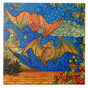Azulejo De Cerâmica frutas de vidro, mosaicos e bambu