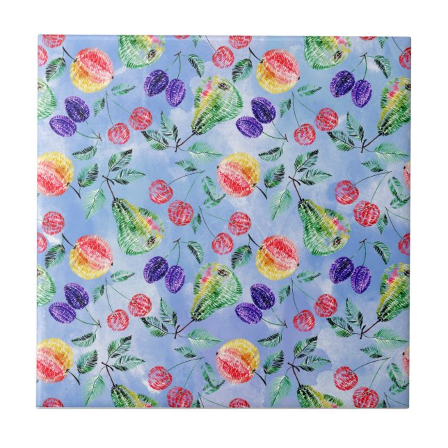 Azulejo De Cerâmica Frutas e bagas. (Frente)