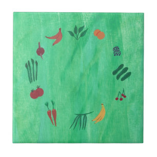 Azulejo De Cerâmica Frutas e produtos hortícolas coloridos