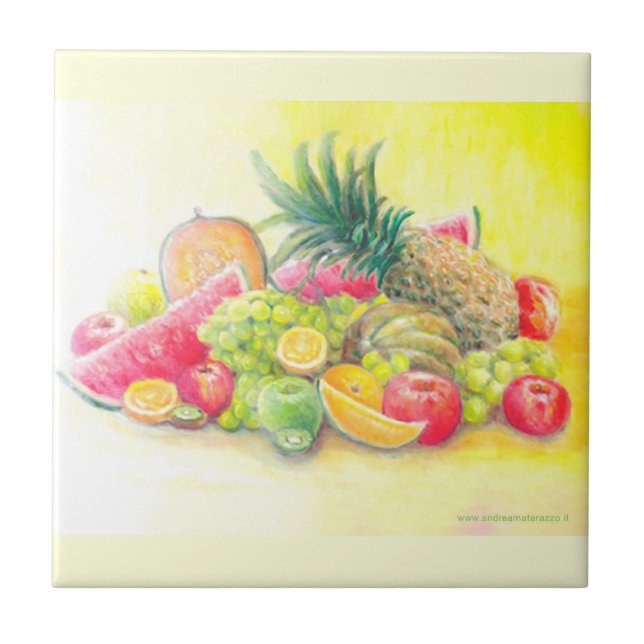 Azulejo De Cerâmica Frutas felizes (Frente)