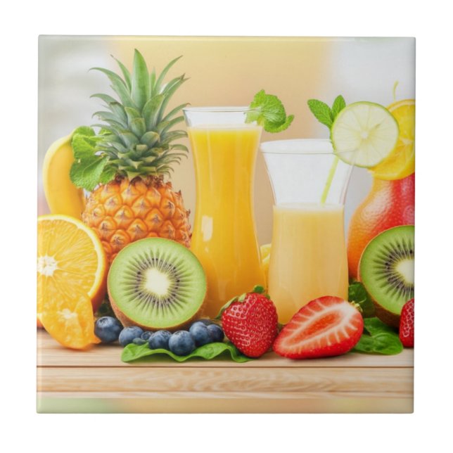 Azulejo De Cerâmica Frutas suculentas frescas (Frente)