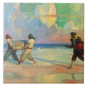 Azulejo De Cerâmica “Fugindo Com O Tesouro” por NC Wyeth