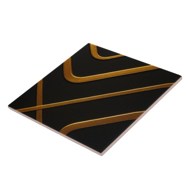 Azulejo De Cerâmica Full Liquid Gold Black Monochrome Architectural Ac (Lateral)