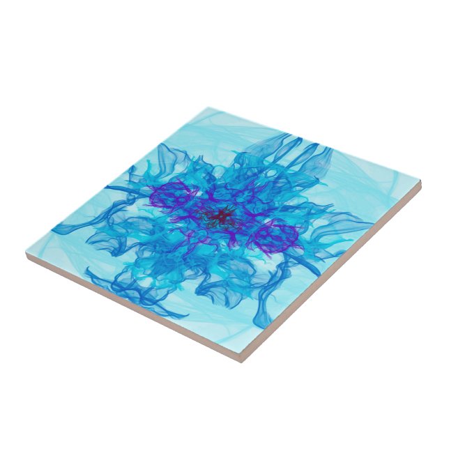 Azulejo De Cerâmica FUMAÇA AZUL - Arte Fractal - (Lateral)