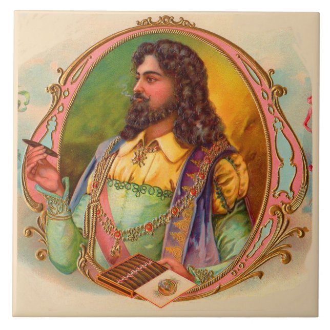 Azulejo De Cerâmica fumador de charutos do século XVI (Frente)
