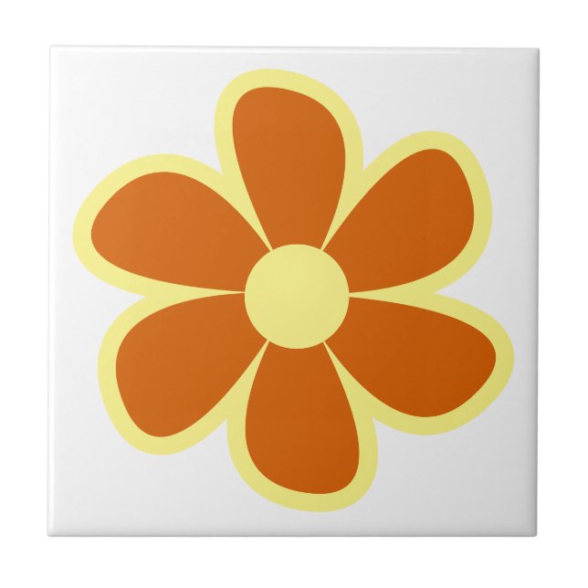 Azulejo De Cerâmica Fun Funky 60s 70s Retro Flower Ceramic Tile (Frente)