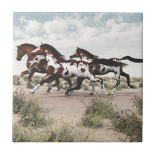 Azulejo De Cerâmica Funcione como o vento - cavalos de galope da