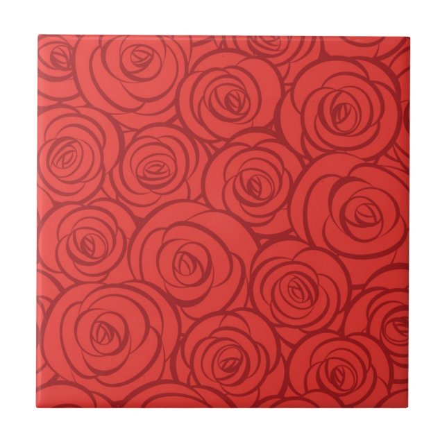 Azulejo De Cerâmica Fundo abstrato das rosas vermelhas (Frente)