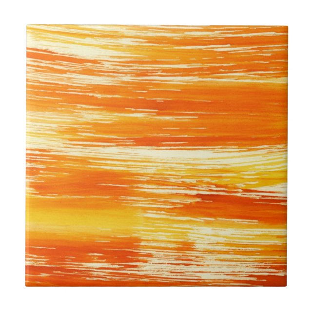 Azulejo De Cerâmica Fundo amarelo abstrato da aguarela (Frente)