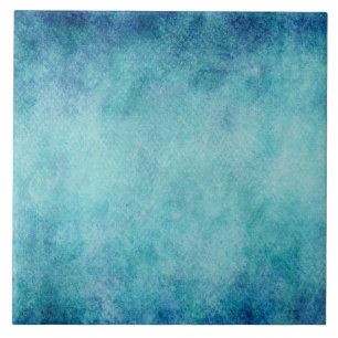 Azulejo De Cerâmica Fundo azul do papel de turquesa da aguarela