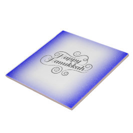 Azulejo De Cerâmica Fundo Branco Azul de 2 tons Feliz Hanukkah