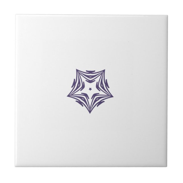 Azulejo De Cerâmica Fundo branco esboço roxo da estrela branca (Frente)