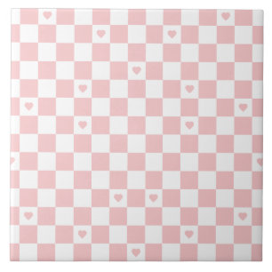 Azulejo De Cerâmica Fundo com padrão xadrez rosa