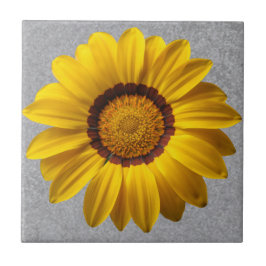 Azulejo De Cerâmica Fundo da cinza da linha Abstrato das flores amarel