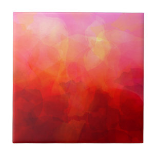 Azulejo De Cerâmica Fundo de Aquarela Laranja Vermelho Intenso Amarelo