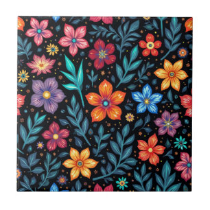 Azulejo De Cerâmica Fundo de Botão Floral Colorido
