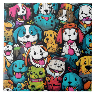 Azulejo De Cerâmica Fundo de cachorros coloridos