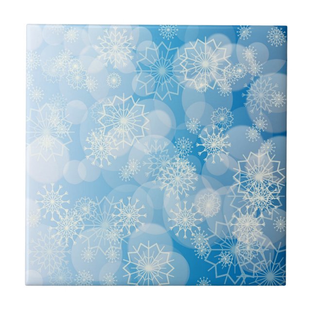 Azulejo De Cerâmica Fundo de flocos de neve (Frente)