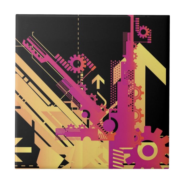 Azulejo De Cerâmica Fundo de intervalo mínimo técnico 7 (Frente)