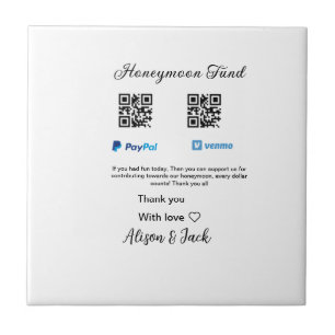 Azulejo De Cerâmica Fundo de lua de mel doação venomo pagamento Q R ca