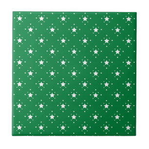 Azulejo De Cerâmica Fundo de Natal Verde Estrelas