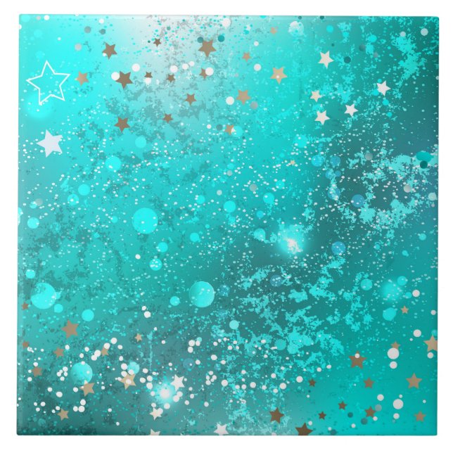 Azulejo De Cerâmica Fundo do Mint Turquoise Foil (Frente)