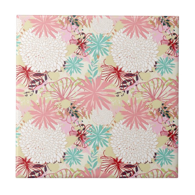 Azulejo De Cerâmica Fundo floral 4 (Frente)