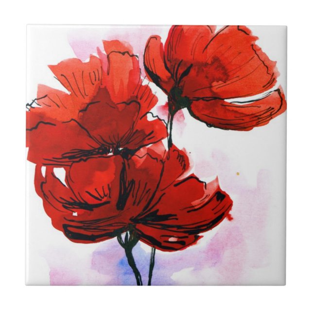 Azulejo De Cerâmica Fundo floral pintado abstrato 2 (Frente)