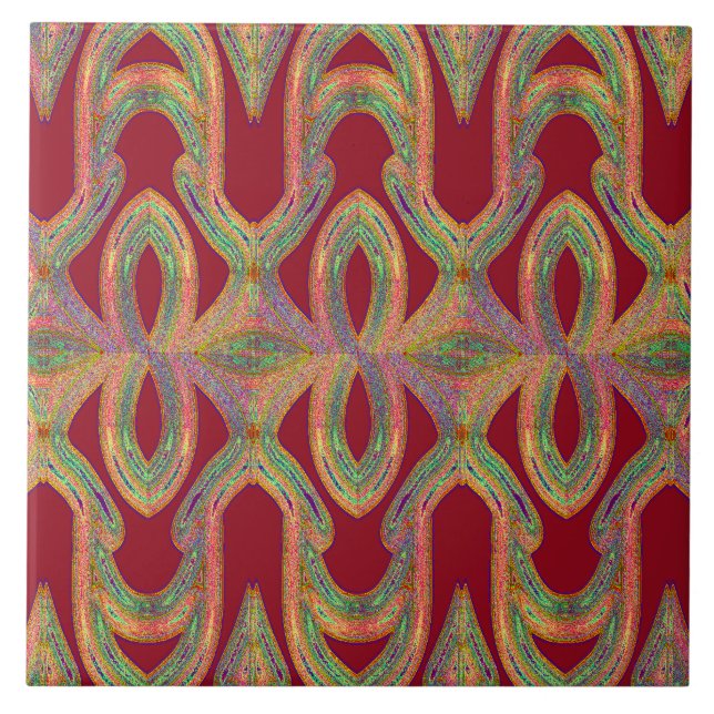 Azulejo De Cerâmica Fundo vermelho com design clássico texturizado (Frente)