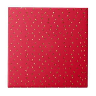 Azulejo De Cerâmica Fundo vermelho de morango engraçado