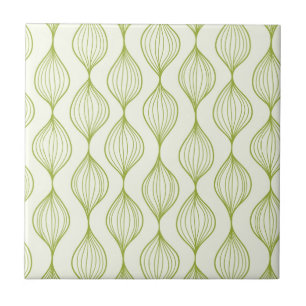 Azulejo De Cerâmica Fundo vertical verde do teste padrão do ogee