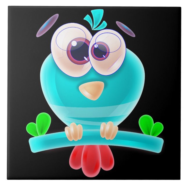 Azulejo De Cerâmica Funky Birdie Groove Tile (Frente)