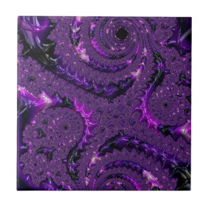 Azulejo De Cerâmica Funky Bold Boho Purple Digital Abstrato Fractal