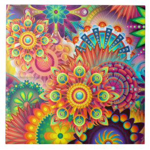 Azulejo De Cerâmica Funky Retro Pattern Abstrato Bohemian