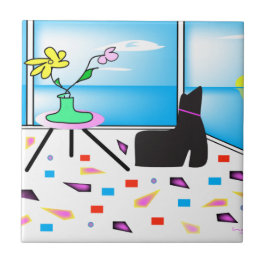 Azulejo De Cerâmica Funky Whimsical Colorful Miami, Gráfico