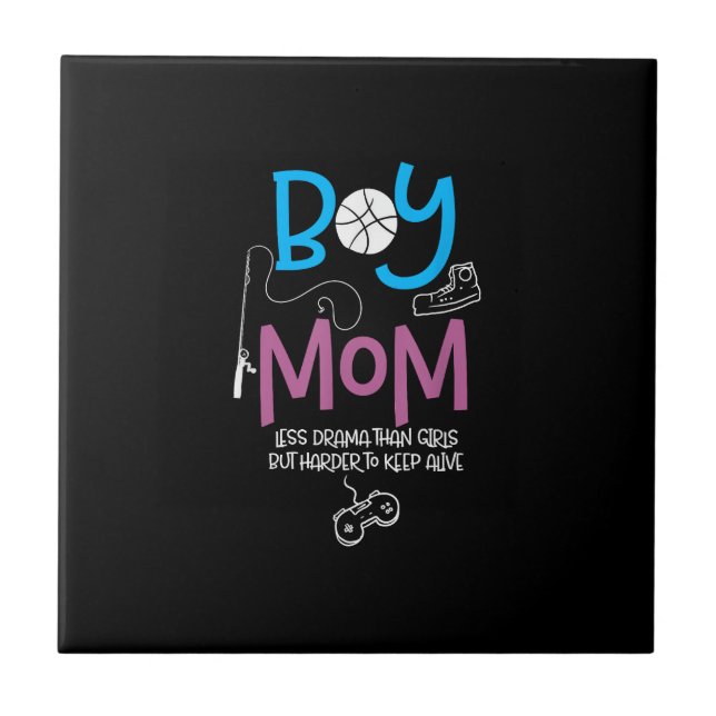 Azulejo De Cerâmica Funny Mom of Boys Proud Mom Good Mothers Day (Frente)