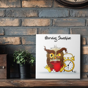 Azulejo De Cerâmica Funny Morning Cranky Owl
