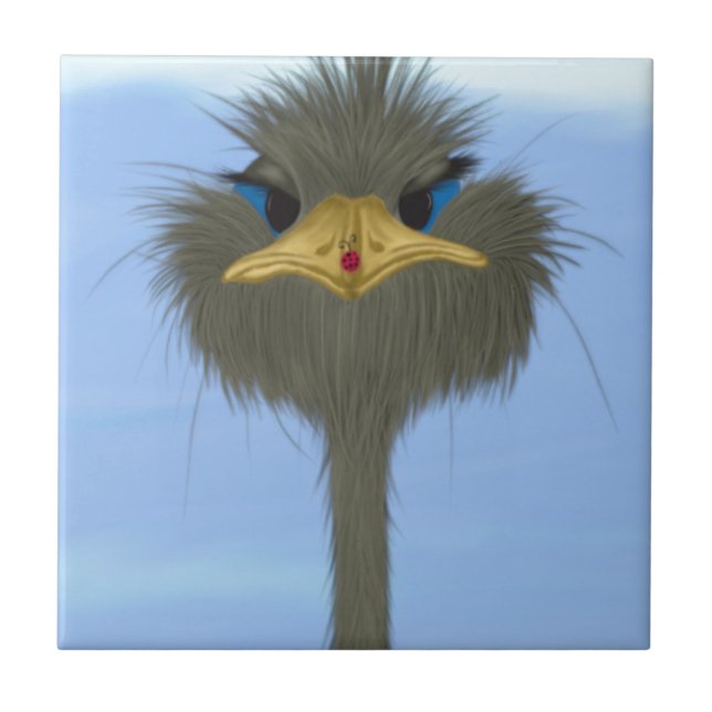 Azulejo De Cerâmica Funny Ostrich George E O Bonitinho Ladybug (Frente)