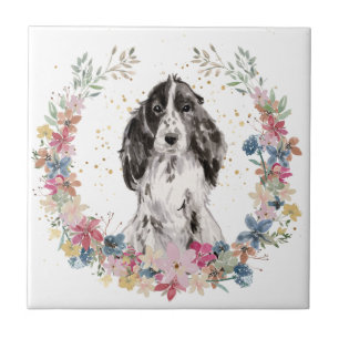 Azulejo De Cerâmica Fuselagem de Flores de Cocker Spaniel