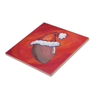 Azulejo De Cerâmica Futebol de Santa Hat em Red