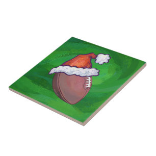 Azulejo De Cerâmica Futebol de Santa Hat em Verde