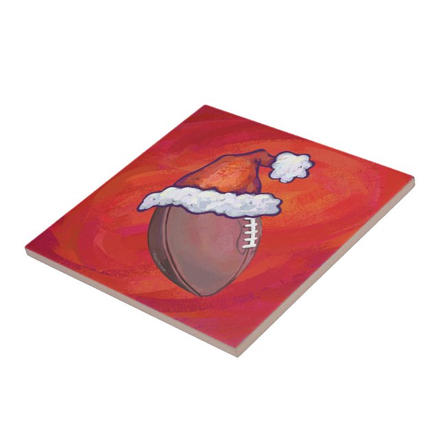 Azulejo De Cerâmica Futebol em Santa Hat em Vermelho (Lateral)