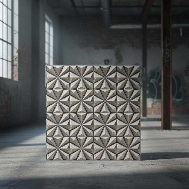 Azulejo De Cerâmica Futuristic Chrome Relief Silver #18 ID1227 (Criador carregado)