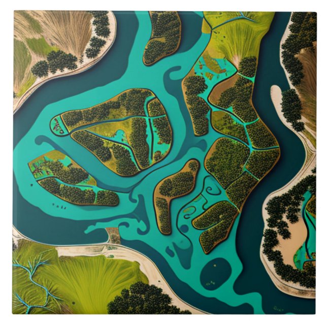 Azulejo De Cerâmica Futuristic Marshlands (Frente)