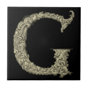 Azulejo De Cerâmica G - O alfabeto de Falck (ouro)