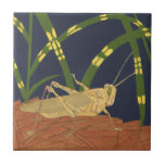 Azulejo De Cerâmica Gafanhoto em Grass Verde em Fundo Azul<br><div class="desc">O verde profundo da grama nesta pintura se funde perfeitamente com o fundo azul,  criando um sentimento de noite nesta peça de Nina Tenser. Ambas as cores contrastam com a pálida do gafanhoto. Os amantes da natureza deveriam comprar esta peça e colocá-la em sua parede favorita!</div>