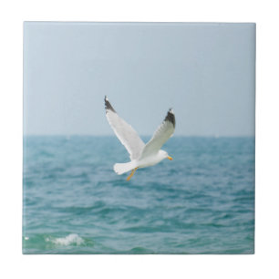 Azulejo De Cerâmica Gaivota sobre o mar