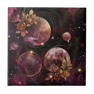 Azulejo De Cerâmica Galáxia Mística Cristal Planeta Roxo Espaço