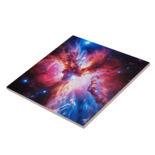 Azulejo De Cerâmica Galáxia Nebulosa Colorida Espaço Estrelas Universo